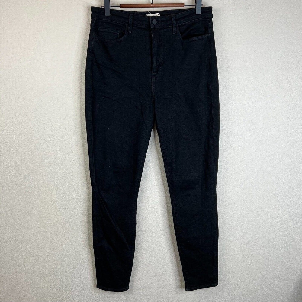 L Agence Womens Monique Black Skinny Jeans Sz 31 Ultra High-Rise Dark Wash Denim